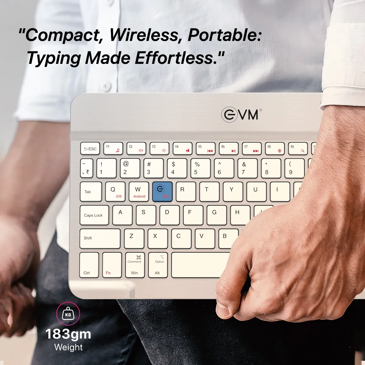 EVM Wireless Keyboard Rechargeable EnEdge WLKM Silver view 4